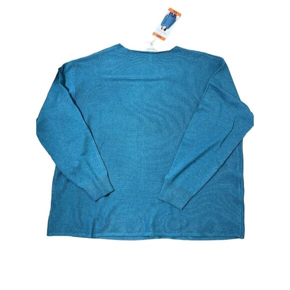 Ella Moss Women's V Neck Ribbed Soft Pullover Sweater Size XXL NWT Color Blue - Picture 5 of 6